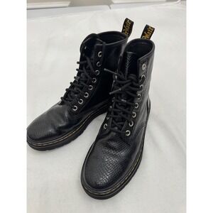 Dr. Martens Zavala Black Snakeskin Embossed Leather Combat Boots Womens 7 US L